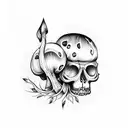 mushroom skull tattoo design idea