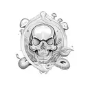 mushroom skull tattoo design idea