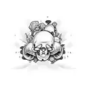 mushroom skull tattoo design idea