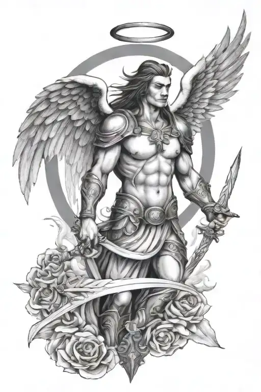 Meaningful warrior angel tattoo design idea