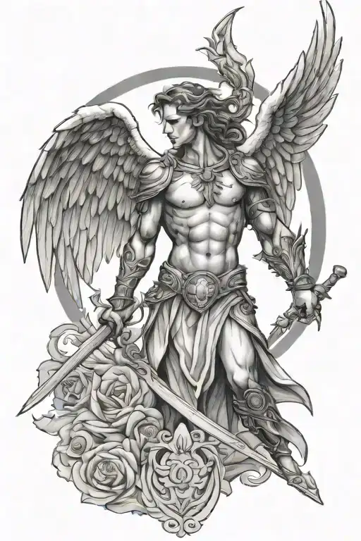 Meaningful warrior angel tattoo design idea