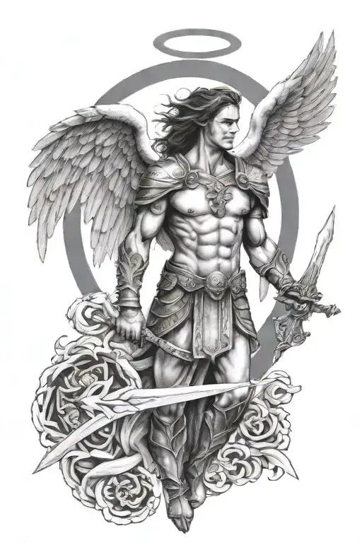Meaningful warrior angel tattoo design idea