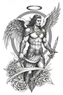 Meaningful warrior angel tattoo design idea