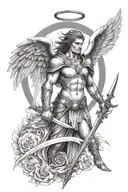 Meaningful warrior angel tattoo design idea
