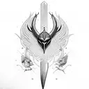 Sword that transitions into a golden finch tattoo design idea