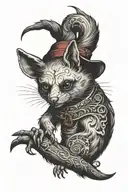 dead possum with "Si omnia deficiunt, ludere mortuum" in scroll tattoo design idea