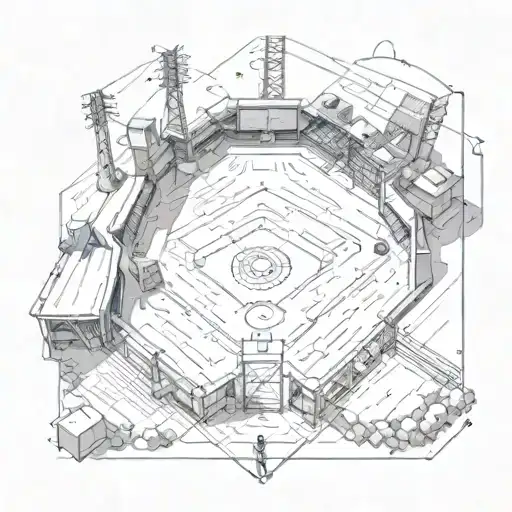 A baseball diamond with a futuristic twist incorporating video game elements tattoo design idea