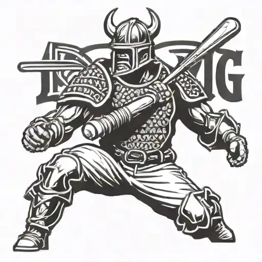 A baseball player wearing viking armor tattoo design idea