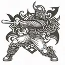 A baseball player wearing viking armor tattoo design idea