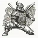 A baseball player wearing viking armor tattoo design idea
