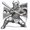 A baseball player wearing viking armor tattoo design idea