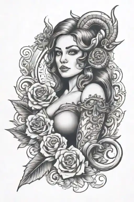 Crown Fire Ram tattoo design idea