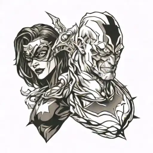 dc comics superhero black and white arm tattoo sleeve  tattoo design idea