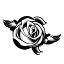turtle with a rose in its mouth and halo and angel wings laying in the clouds tattoo design idea