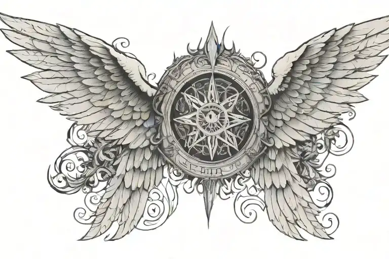 enochian power angel wings tattoo design idea