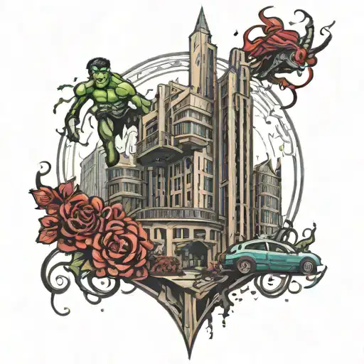 avengers tower tattoo design idea