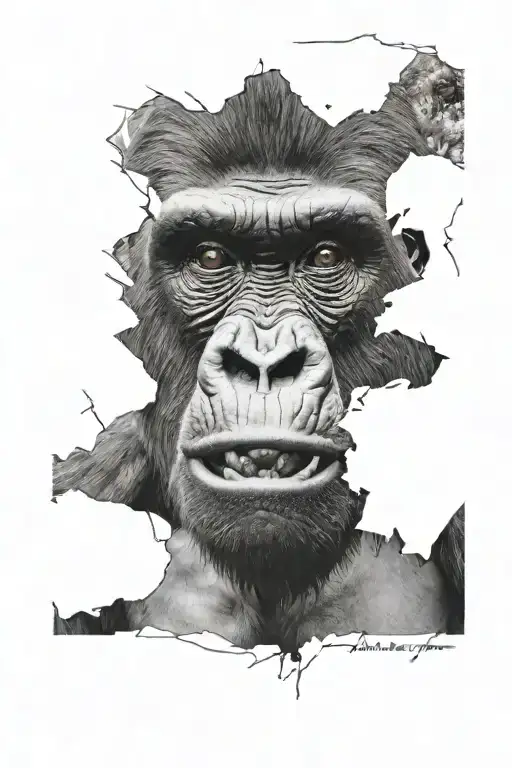 gorilla face tattoo design idea