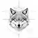 Segma wolf compass map tattoo design idea