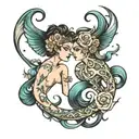 gemini and pisces zodiac sign tattoo design idea