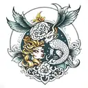 gemini and pisces zodiac sign tattoo design idea