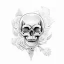 skull with anatomical heart tattoo design idea