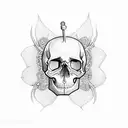 skull with anatomical heart tattoo design idea