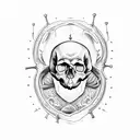 skull with anatomical heart tattoo design idea