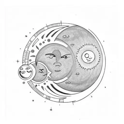 Sun and Moon tattoo design idea