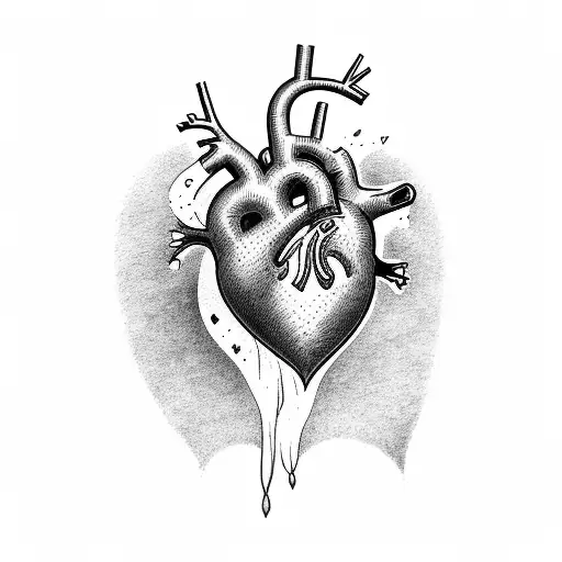 heart on fire tattoo design idea
