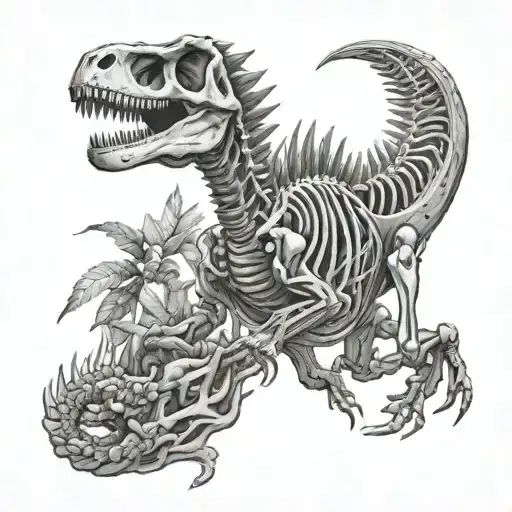 Dinosaur skeleton tattoo design idea