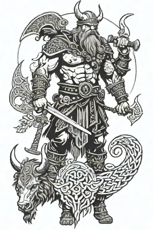 viking rünü ve odin god of war tattoo design idea