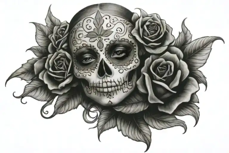 sexy female sugar skull tattoo design idea