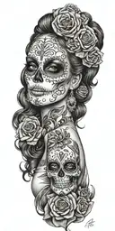 sexy female sugar skull tattoo design idea