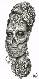sexy female sugar skull tattoo design idea