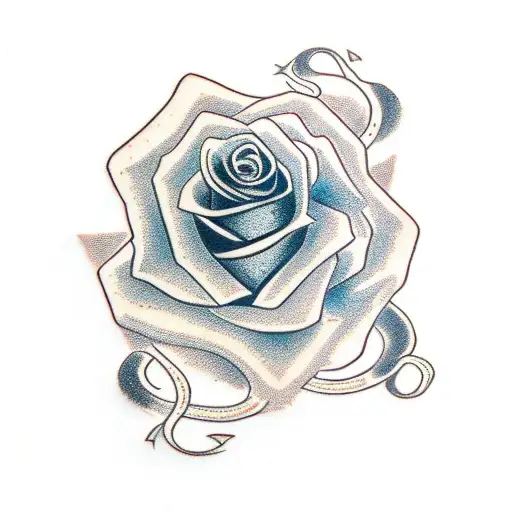 Rose with snake tattoo design idea