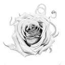 Rose with snake tattoo design idea