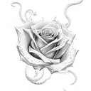 Rose with snake tattoo design idea