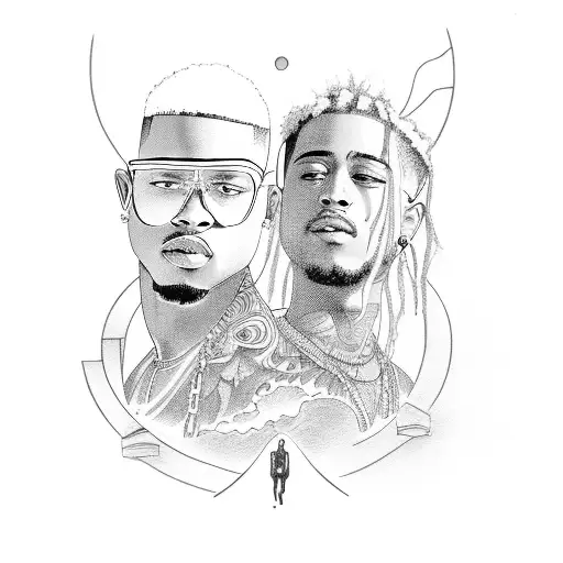 juice wlrd and xxxtentacion sitting down overlooking city tattoo design idea