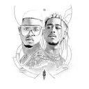 juice wlrd and xxxtentacion sitting down overlooking city tattoo design idea