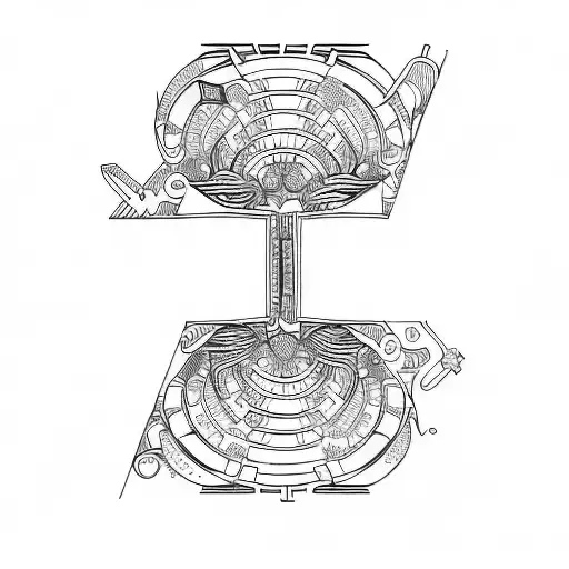 a worm hole, manuscrriptology style tattoo design idea