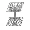 a worm hole, manuscrriptology style tattoo design idea