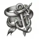 anchor ring finger tattoo design idea