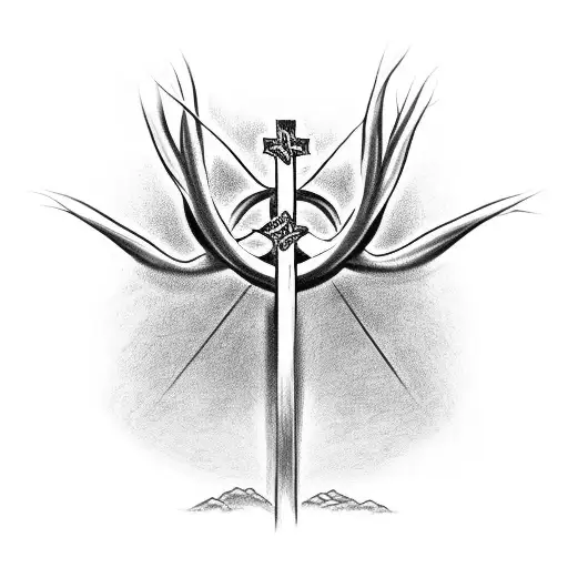 crown of thorns with a cross in it that says psalm 37:24 tattoo design idea