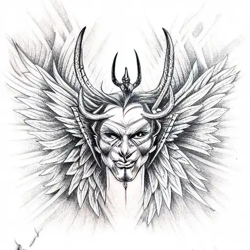 devil with cut off wings tattoo design idea