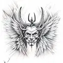 devil with cut off wings tattoo design idea