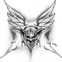 devil with cut off wings tattoo design idea