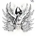 devil with cut off wings tattoo design idea