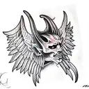devil with cut off wings tattoo design idea