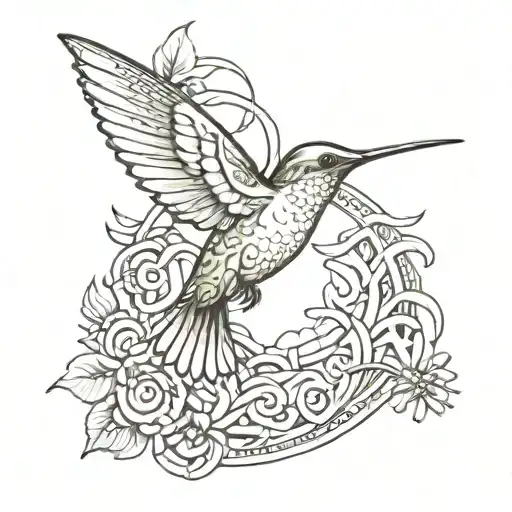 hummingbird with infinite symbol intertwined tattoo design idea
