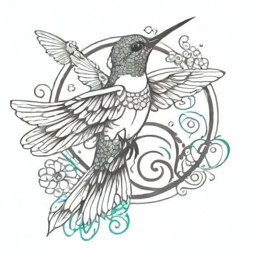 hummingbird with infinite symbol made tattoo design idea